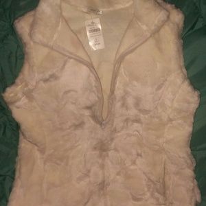 Coldwater Creek White Faux Fur Vest
